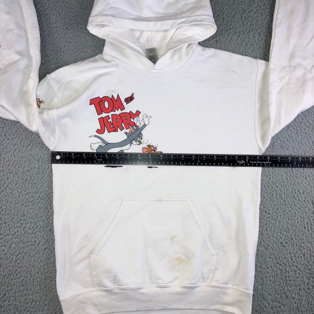 Gildan Tom and Jerry Hoodie Mens S Graphic Print Cartoon Thrashed Grunge Skater - Picture 11 of 14